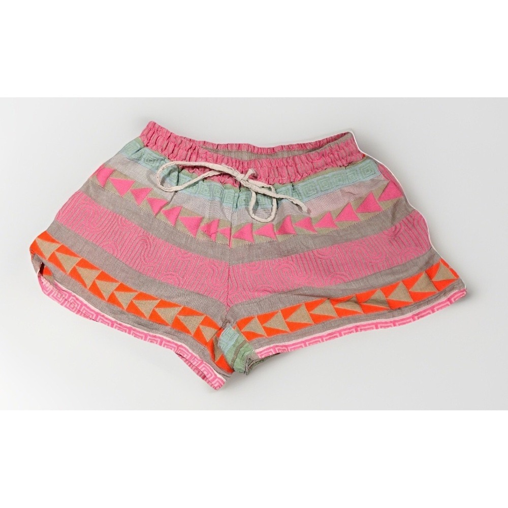 Sofia Made In Italy Mazy Elastic Waisted Resort Shorts Intricate Geometric M